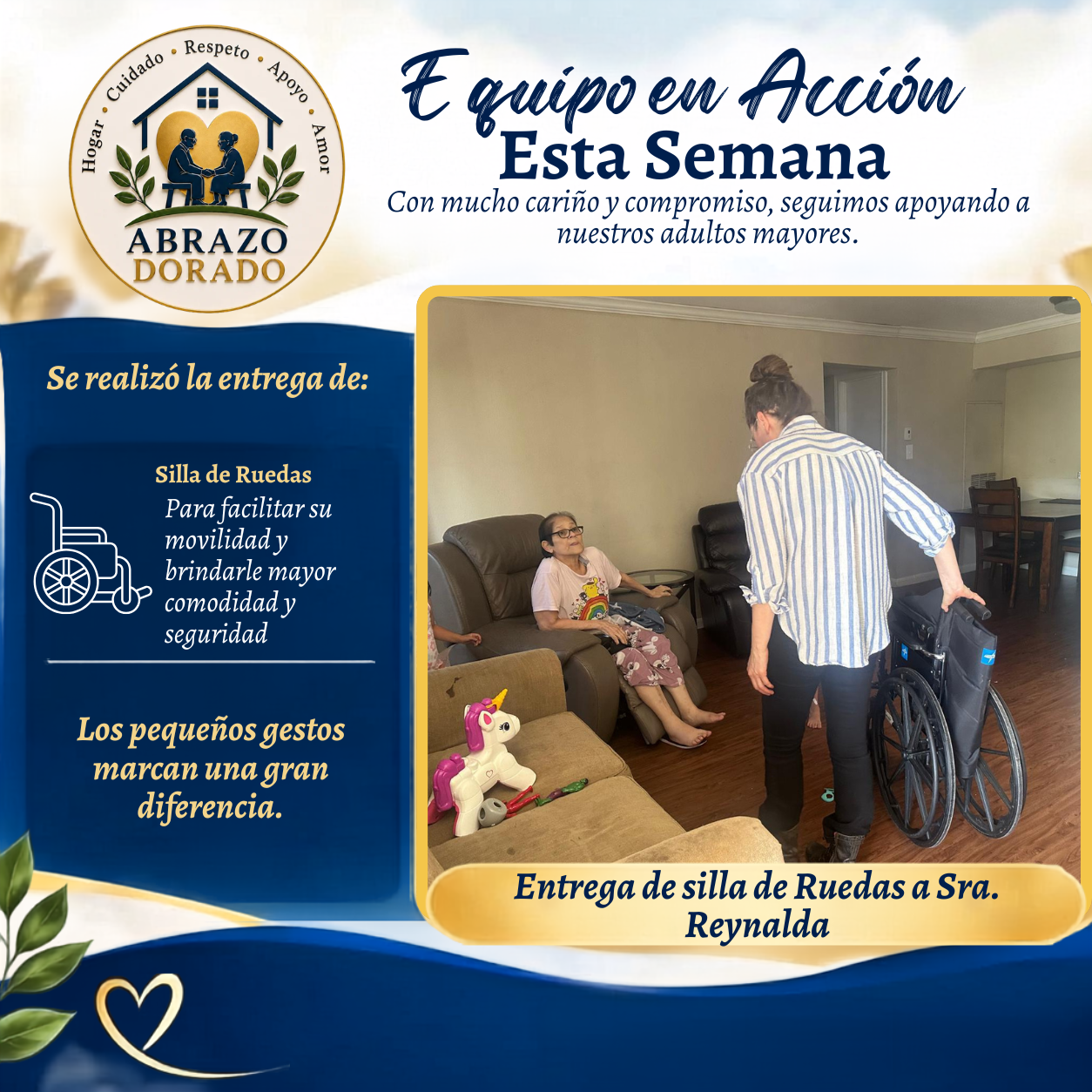 ENTREGA DE SILLA DE RUEDAS A REYNALDA