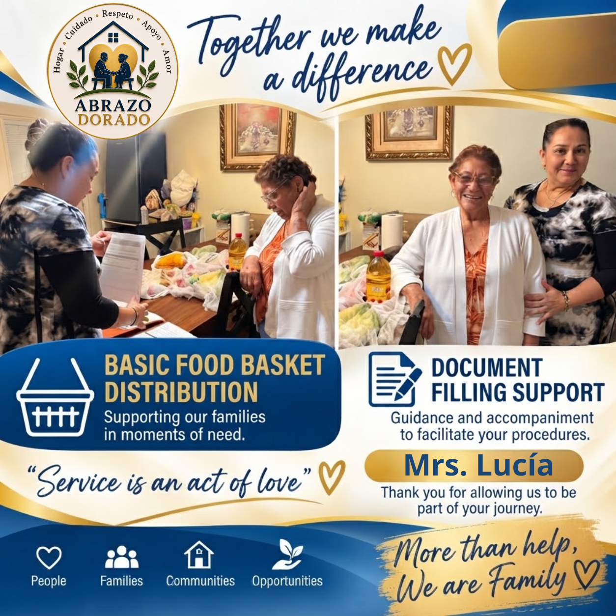 DELIVERY OF A FOOD BASKET TO LUCIA AND EVARISTO